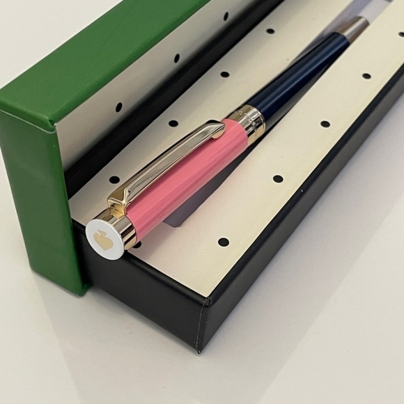 🖋🔹️ Kate Spade 🔹️Colorblock Ballpoint Pen Navy Pink Gold black ink ✨️ 🖋 - Picture 1 of 3